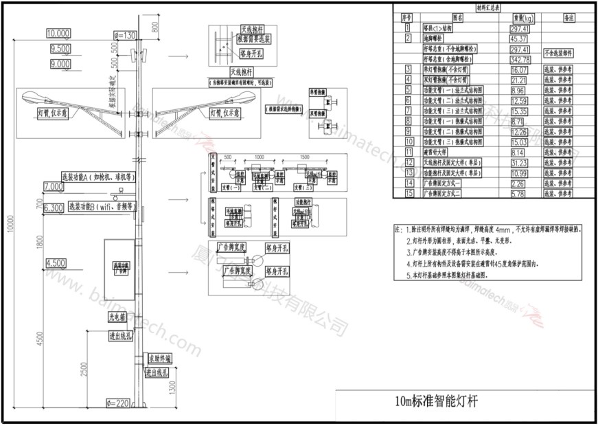 10米標(biāo)準(zhǔn)智慧燈桿/多功能桿設(shè)計(jì)圖.png